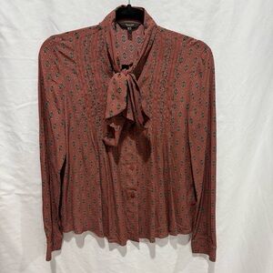 Massimo Dutti Rust Blouse with Bow Detail